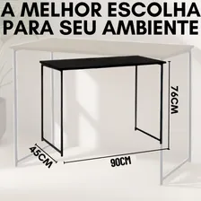 Mesa Industrial Cabe Em Qualquer Lugar Preto 90 Cm Apartamento Escrit贸rio Preto Foto mini 3