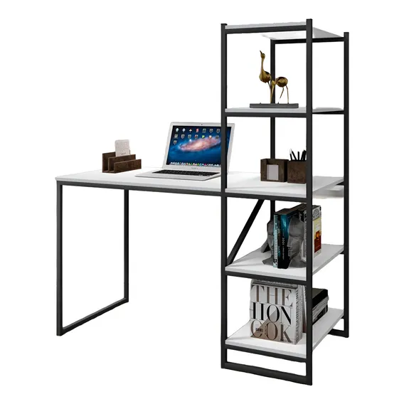 Mesa Industrial Para Escrit贸rio Frist Preto E Branco Foto 1