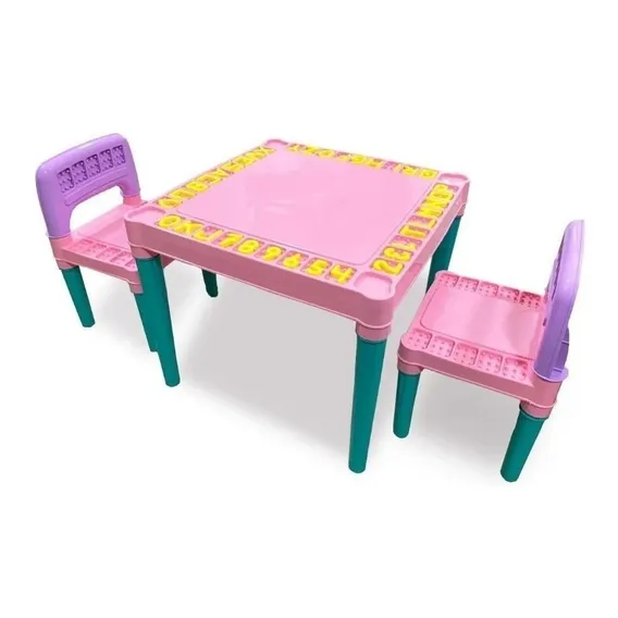Mesa Infantil 2 Cadeira Educativa Para Crianças Menina Foto 1