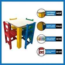 Mesa Infantil Camaleão 4 Cadeiras Colorida Criança Madeira Foto mini  2