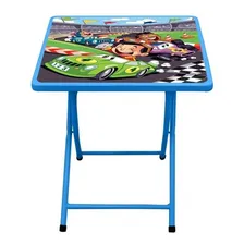 Mesa Infantil Com 2 Cadeiras Dobráveis Em Aço - Azul Carros Foto mini 3