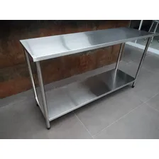 Mesa Inox Industrial Com Prateleira Paneleiro 190x60x90 Foto mini  3