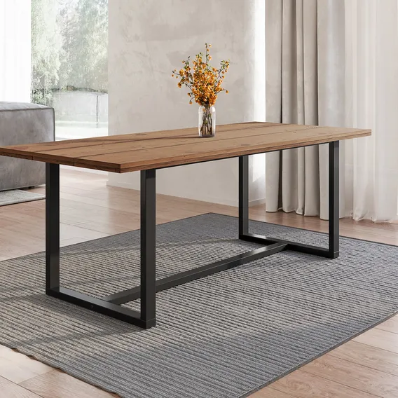 Mesa Jantar 210x92cm Tampo Madeira Maciça Lumber Yescasa Wt Foto 1