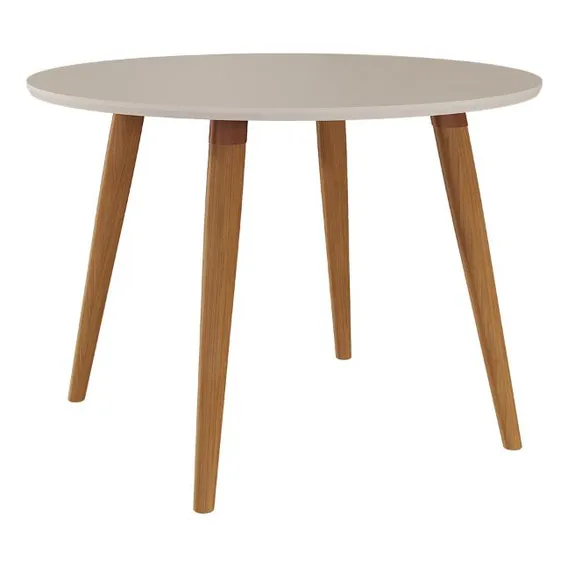 Mesa Jantar 4 Lugares Redonda Dani Cimol Marrom Off White Foto 1