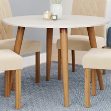 Mesa Jantar 4 Lugares Redonda Dani Cimol Marrom Off White Foto mini 2