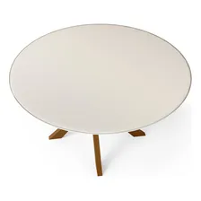 Mesa Jantar 4 Lugares Vidro Redonda Cora 120cm Off White Foto mini 2