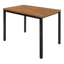 Mesa Jantar Ciplafe Flex Tubo Preto Fosco Tampo Madeira Amêndoa 1,10M 4 Lugares Foto  mini 1