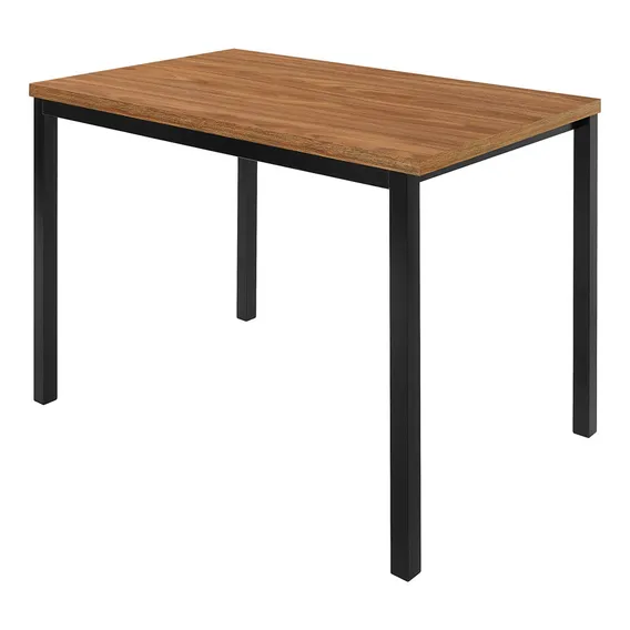 Mesa Jantar Ciplafe Flex Tubo Preto Fosco Tampo Madeira Amêndoa 1,10M 4 Lugares Foto 1