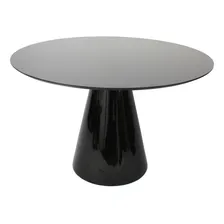 Mesa Jantar Cone Redonda 100cm Tampo Laca, Base Laca + Vidro Cor da tampa Branco ou Preto Cor dos pés Branco off white preto Foto mini 2
