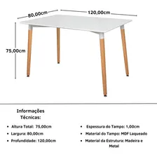 Mesa Jantar Eiffel 120x80 Base Madeira Cor Branca Foto mini 4