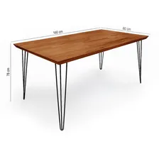 Mesa Jantar Industrial 1,60m Lanna Madeira E Ferro - Imbuia Cor dos pés Preto Foto mini  3