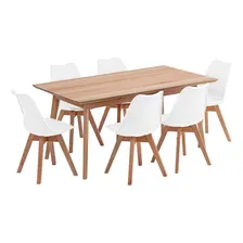 Mesa Jantar Madeira Maciça Natural 160cm + 6 Cadeiras Prime Foto  mini 1