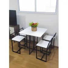 Mesa Jantar Prime Compacta Quadrada De Madeira Branca Foto mini  3