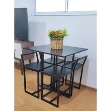 Mesa Jantar Prime Industrial Compacta Aço/madeira Preta Foto mini 3