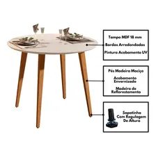 Mesa Jantar Qrv Shop Mesa Redonda 90 Cm Jantar Tampo Mdf Pes Madeira Maciça Foto mini 2