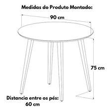 Mesa Jantar Qrv Shop Mesa Redonda 90 Cm Jantar Tampo Mdf Pes Madeira Maciça Foto mini 3