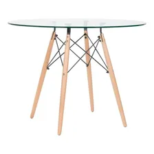 Mesa Jantar Redonda Eames Eiffel Tampo Vidro Incolor 100 Cm Foto mini 1