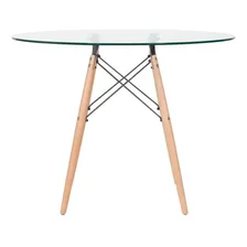 Mesa Jantar Redonda Eames Eiffel Tampo Vidro Incolor 100 Cm Foto mini 2