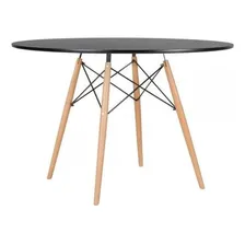 Mesa Jantar Redonda Eames Wood Cozinha Mdf 120 Cm Preto Foto mini 1