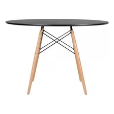 Mesa Jantar Redonda Eames Wood Cozinha Mdf 120 Cm Preto Foto mini 2