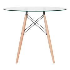 Mesa Jantar Redonda Eames Wood Tampo Vidro Incolor 90 Cm Av Foto mini 2