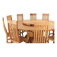 Mesa Jantar Redonda P/ 10 Lugares 2m + 10 Cadeiras Madeira Tampa Peroba Rosa Pés Peroba Rosa Foto mini 3