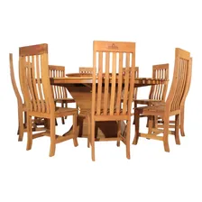 Mesa Jantar Redonda P/ 10 Lugares 2m + 10 Cadeiras Madeira Tampa Peroba Rosa Pés Peroba Rosa Foto mini 2