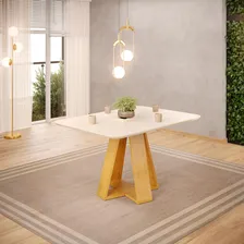 Mesa Jantar Retangular Tampo 120x90 Dj M贸veis Kiara Cedro Off White Foto mini 1