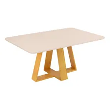 Mesa Jantar Retangular Tampo 160x90 DJ M贸veis Kiara Cedro Off White Foto mini 1