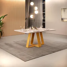 Mesa Jantar Retangular Tampo 160x90 DJ M贸veis Kiara Cedro Off White Foto mini 2