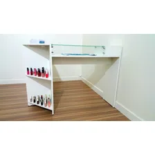 Mesa L Recepção Vidro Esmalteiro Atendimento Cor Branco Foto mini 4