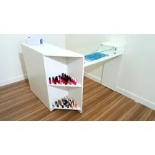 Mesa L Recepção Vidro Esmalteiro Atendimento Cor Branco Foto mini  3