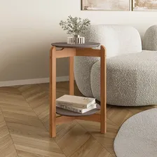 Mesa Lateral Mdf Com Pés De Madeira Maciça Lizz Fbwt Foto mini 1