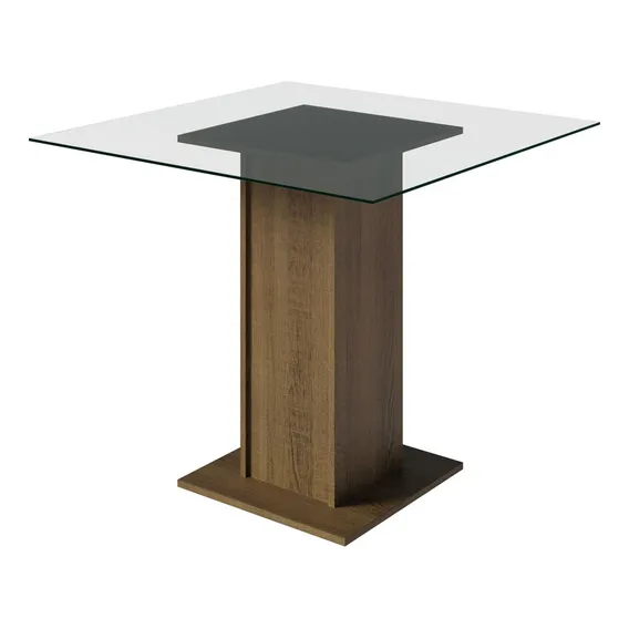 Mesa Madesa Quadrada Tampo De Vidro 5332 Rustic Cor da tampa Água Cor dos pés Marrom Foto 1