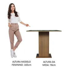 Mesa Madesa Quadrada Tampo De Vidro 5363 Rustic/preto Tampa Preto Pés Rustic Foto mini 4