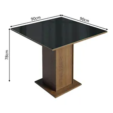 Mesa Madesa Quadrada Tampo De Vidro 5363 Rustic/preto Tampa Preto Pés Rustic Foto mini 3