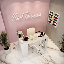 Mesa Manicure C/ Gavetas + Portas 100% Mdf Branco Foto mini  2