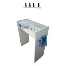 Mesa Manicure Linda Suporte Cromado + Esmalteiro Cor Branco Foto mini 2