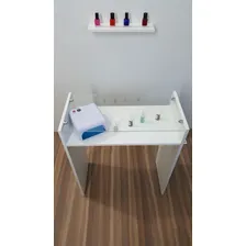 Mesa Manicure Linda Suporte Cromado + Esmalteiro Cor Branco Foto mini 1