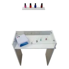 Mesa Manicure Linda Suporte Cromado + Esmalteiro Cor Branco Foto mini 4