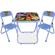 Mesa Mesinha Didatica Infantil Com 2 Cadeiras Crianças Cor Azul Foto mini 1