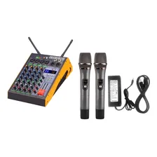 Mesa Mixer Áudio Bt Profissional De 4 Canais 2 Microfones Foto  mini 1