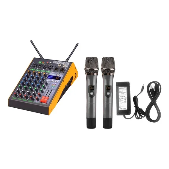 Mesa Mixer Áudio Bt Profissional De 4 Canais 2 Microfones Foto 1