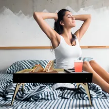 Mesa Multiuso Café Manhã Cama Bandeja Decorada Porta Copo Foto mini  3