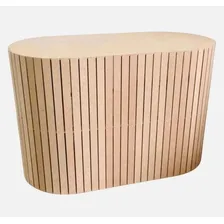 Mesa Oval Ripada Mdf Crú Decoração Foto mini 1