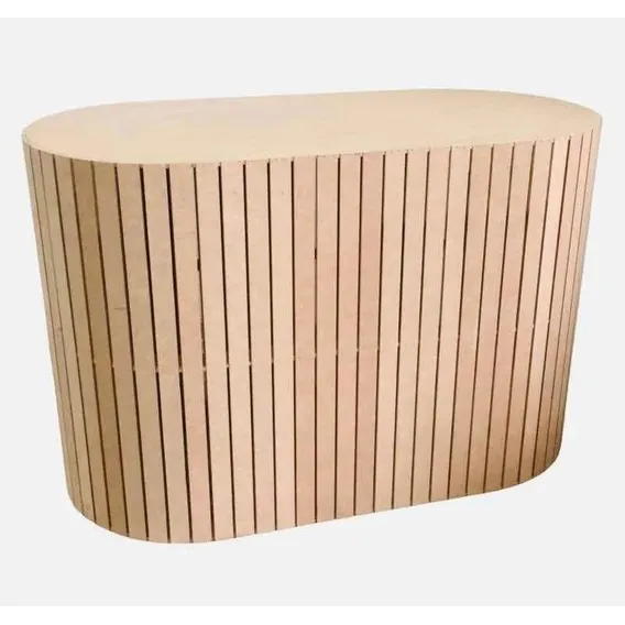 Mesa Oval Ripada Mdf Crú Decoração Foto 1