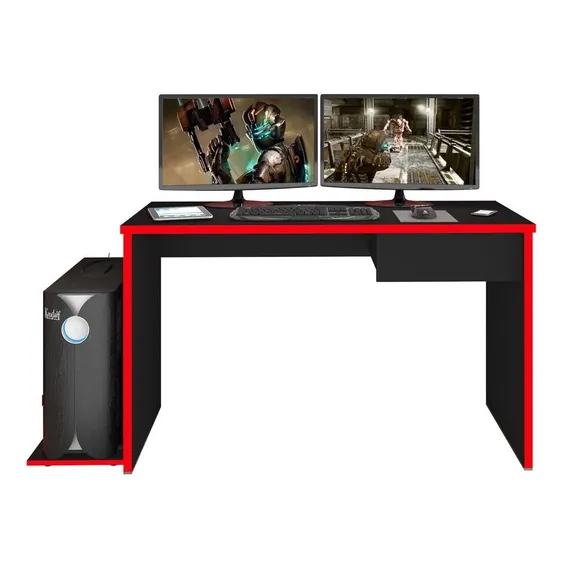 Mesa P/ Computador Notebook Desk Game Drx8000 Preto/vermelho Cor Preto Foto 1