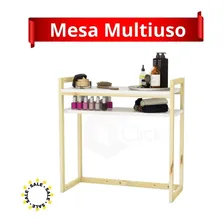 Mesa P Manicure Expositor Esmaltes Prateleira Multifuncional Cor Branco Foto mini  2