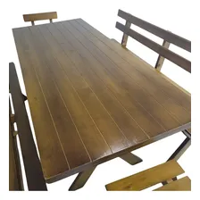 Mesa Para Churrasco Conjunto Madeira Maciça 1 Mesa 4 Bancos Cor Conjunto Churrasco Imbuia Foto mini 3