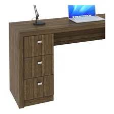 Mesa Para Computador 3 Gavetas Me4102 Nogal - Tecno Mobili Cor Rústico Foto mini 3